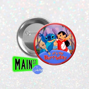 Disney Inspired Lilo And Stitch Style - Birthday Button - Customizable 3 inch Button