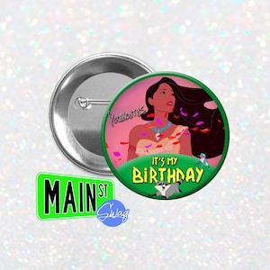 Disney Inspired Pocahontas Style - Birthday Button - Customizable 3 inch Button