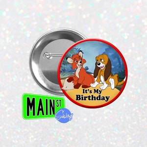 Disney Inspired The Fox And The Hound Style - Guzik urodzinowy - Personalizowany guzik 3-calowy