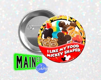 Disney Inspiriert Ich mag mein Essen Mickey Shaped - Anpassbare 3-Zoll-Knopf