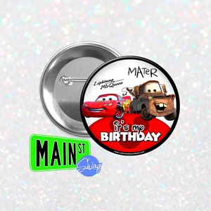 Disney Pixar Inspired CARS Style - Birthday Button - Customizable 3 inch Button