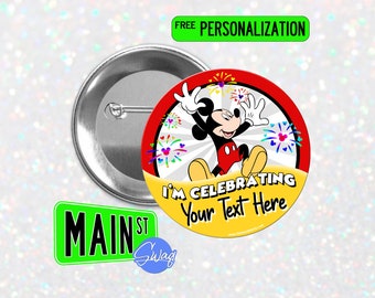 Holiday Buttons 1.25 Inch /& 3 Inch Button Magnet Mickey Mouse Ornament