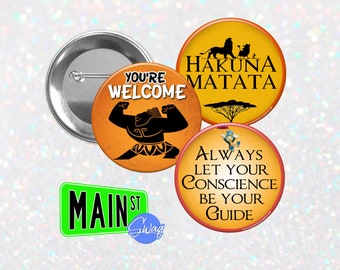 Disney inspirierte Zitate und Sprüche Buttons, Magnete und Schlüsselanhänger - Moana, Pinocchio, der König der Löwen