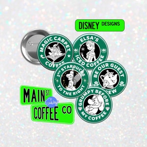Disney geïnspireerde Starbucks Coffee Designs - Knopen, magneten en sleutelhangers