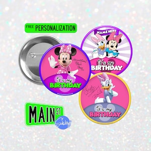 Disney Inspired Character Buttons - Birthday Button - Minnie Mouse or Daisy Duck - Customizable 3 inch Button