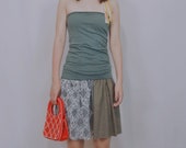 Reborn One of A kind 100 Upcycled materials green mix material dress