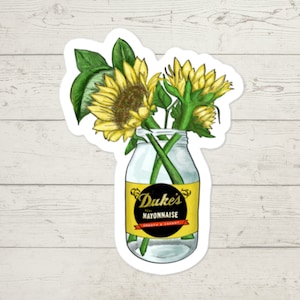 Duke&#39;s Mayonnaise Jar with Sunflowers | Southern Stickers