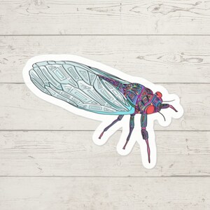 Cicada Sticker | Tribal Bohemian Insect Vinyl 3&quot; Decal for Tumbler, Laptop, Planner
