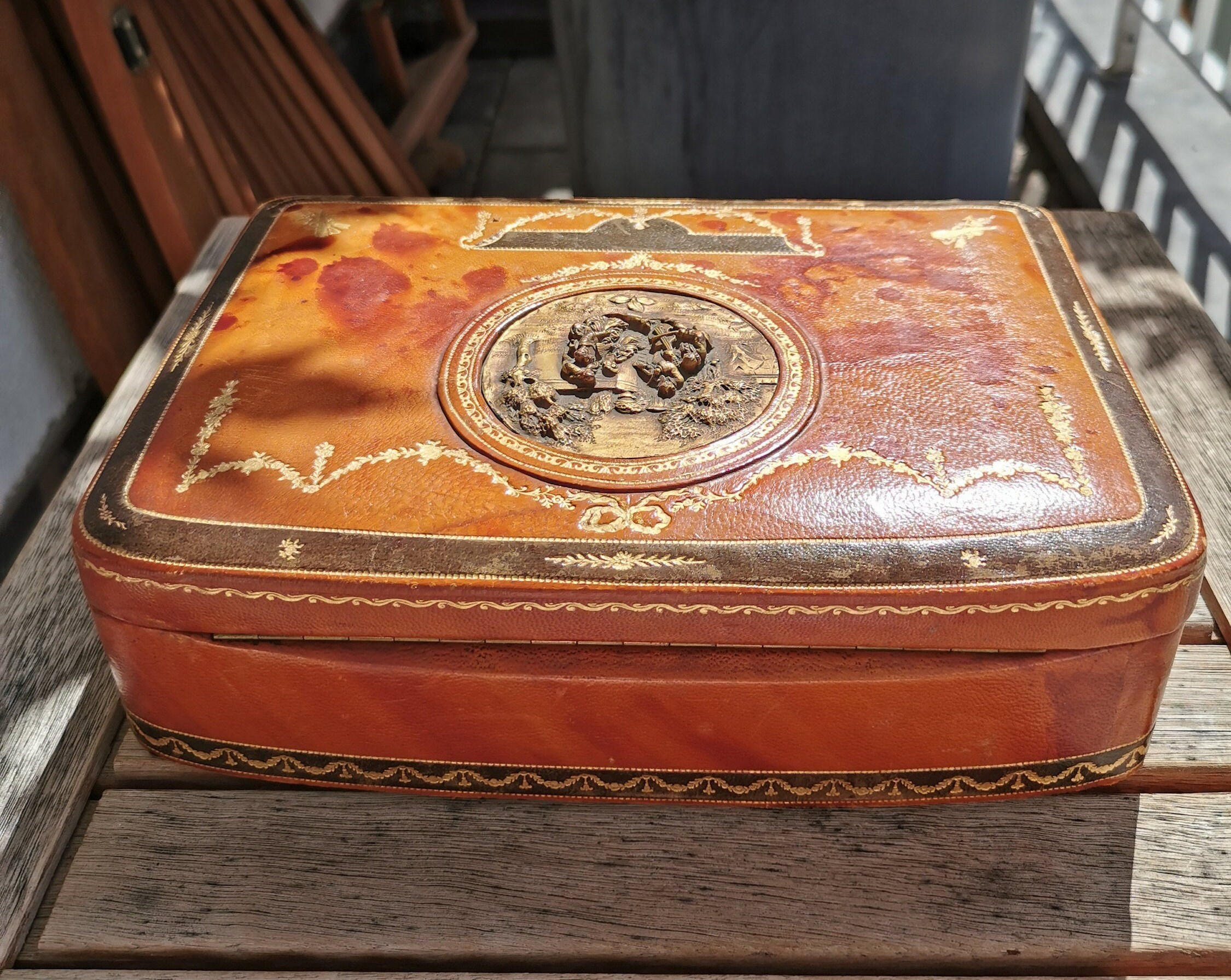 Victorian Antique Leather Jewelry Box Etsy