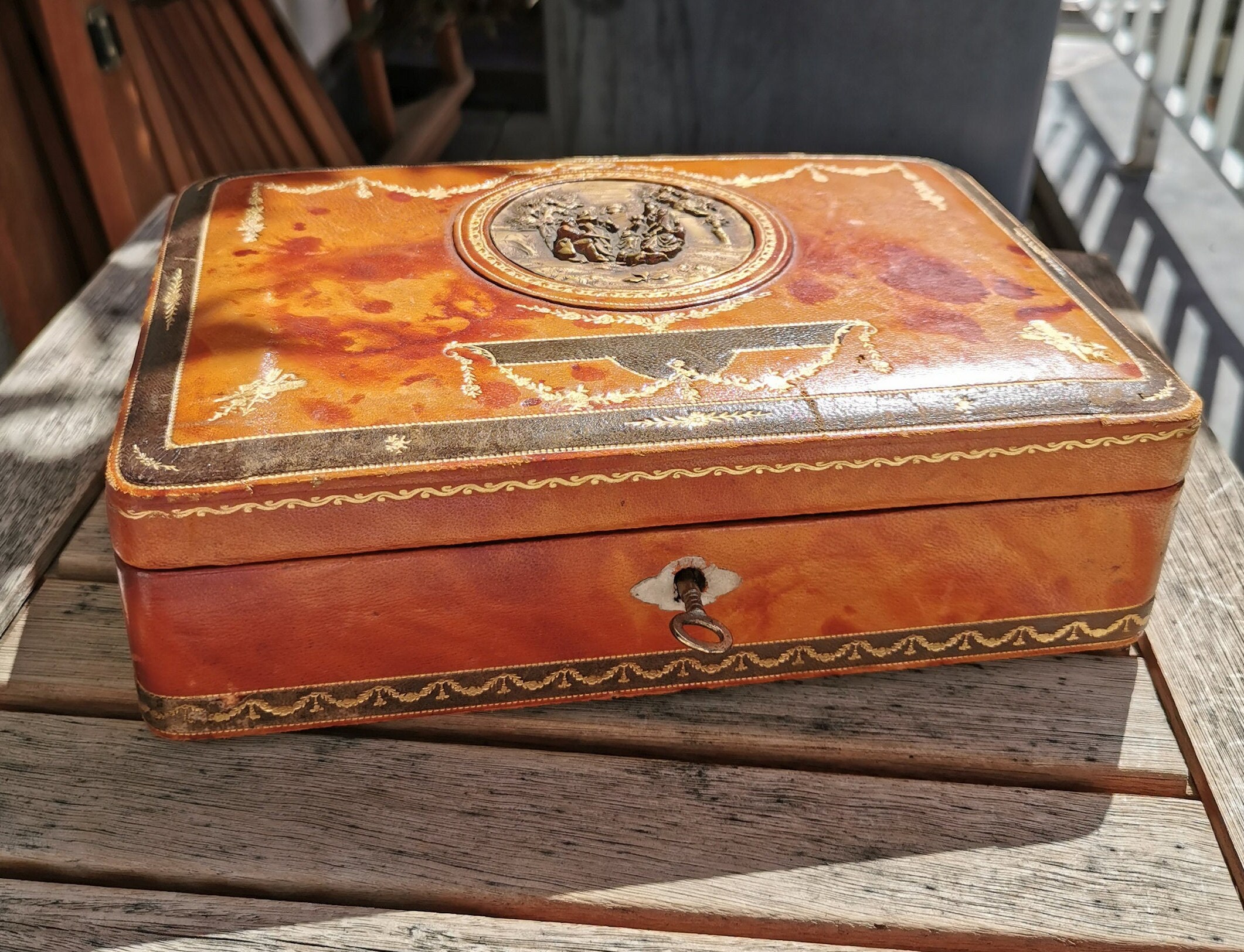 Victorian Antique Leather Jewelry Box Etsy