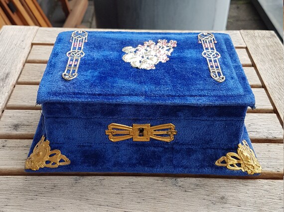 Antique Victorian Velvet Jewelry Box