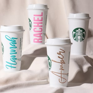 16oz Reusable Starbucks hot cup with hearts