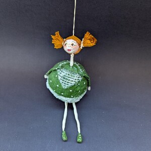 Miniature Papier Mache Hanging Puppet: Art Doll, Collectible Decor