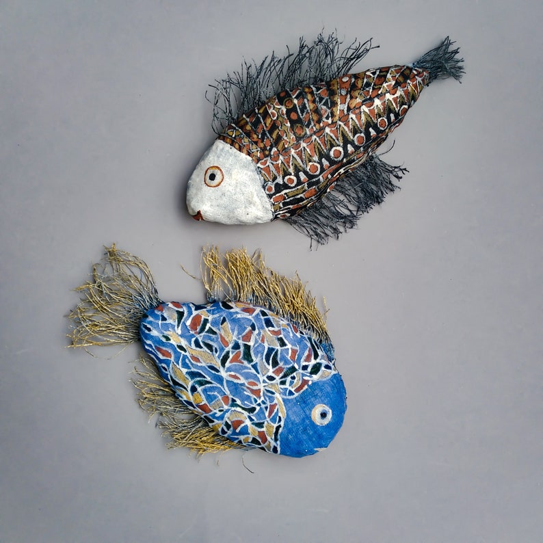 Paper Mache Fish Wall Sculpture Hand Painting Etsy