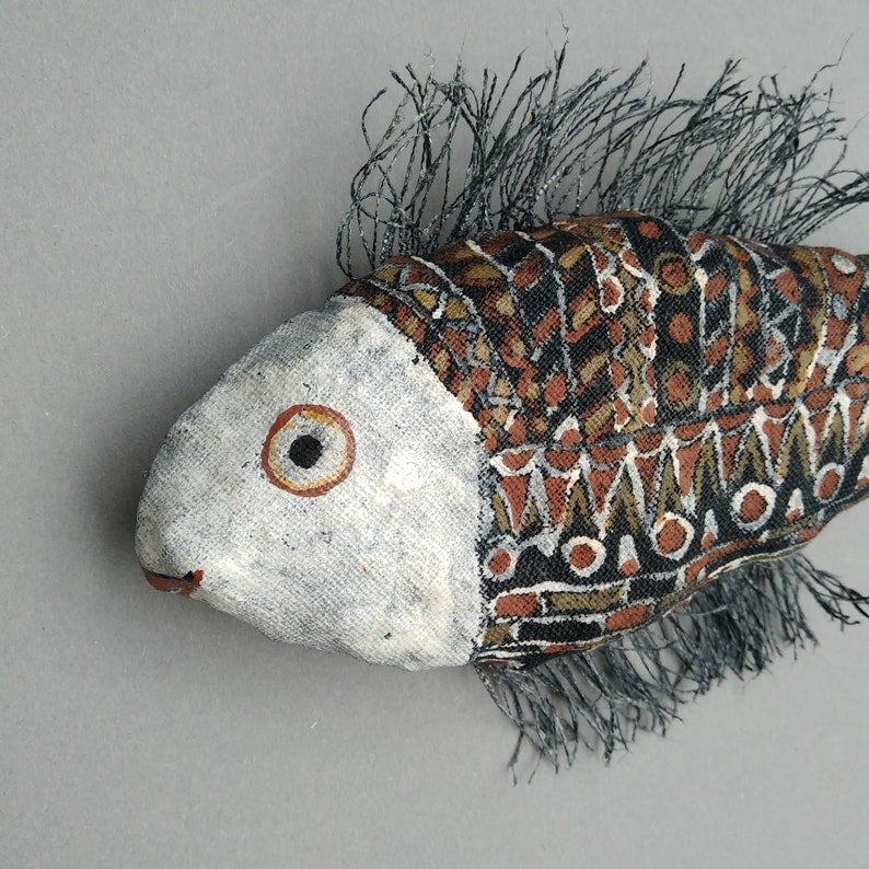 Paper Mache Fish Wall Sculpture Hand Painting Etsy
