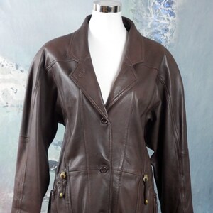 Brown Leather Jacket, 1980s European Vintage Super Soft Lambskin Leather Coat: Size 12 US, Size 16 UK image 1