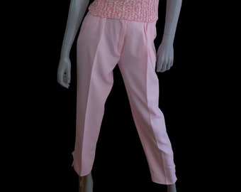 Vintage Pink Pants, 1980s Lightweight Summer Pleated French Women's Trousers, 28-inch (71.12cm) waist