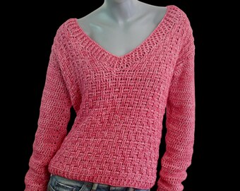 90s Pink Knit Sweater, Size Large, 12 to 14 USA, 16 to 18 UK