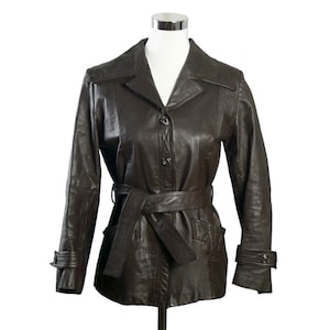 Dunkelbraune Lederjacke, 1970s Vintage, Size 8 USA, 12 UK