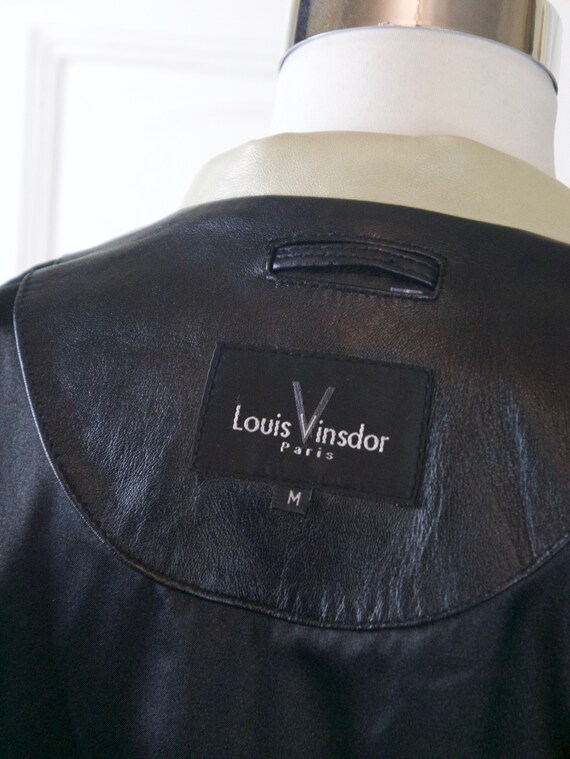 Vintage Black Leather Coat, 80s European Soft Lam… - image 9