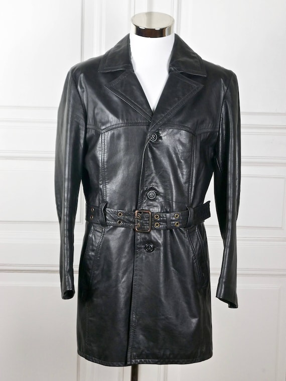 Finnish Vintage Black Leather Jacket, 1970s Wide … - image 2