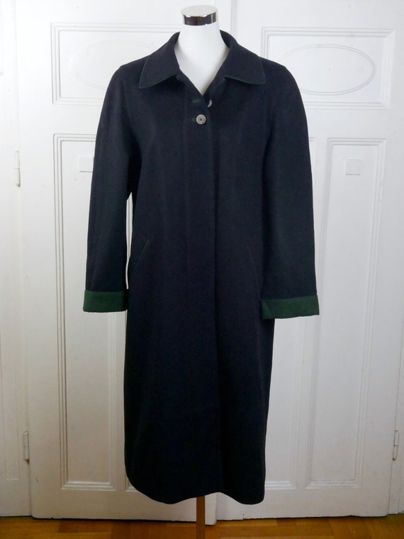 Navy Blue Wool Coat, 1990s Austrian Vintage Trach… - image 4