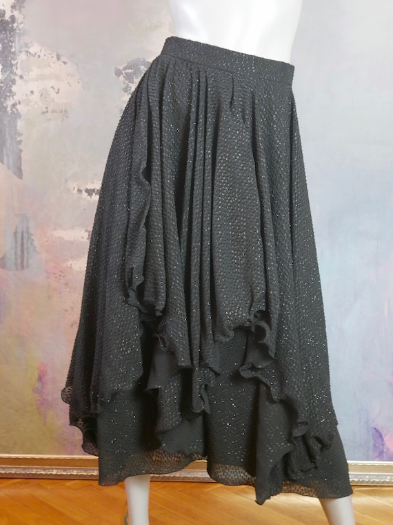 Gypsy Skirt Black Asymmetric Bohemian Layered Peasant Skirt Vintage 90s Clothing Women Size 6 US 10 UK Etsy Canada