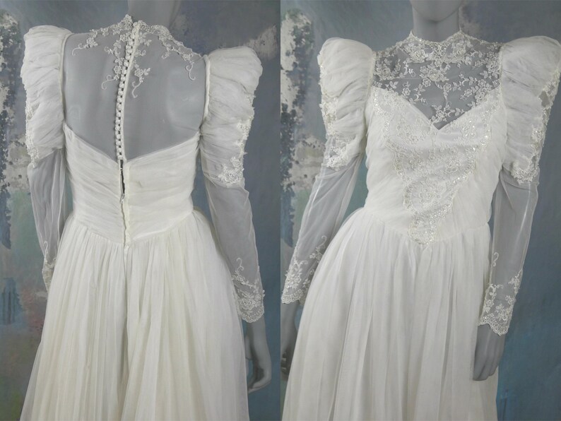 Spanish Vintage Wedding Dress 1980s Princess White Satin Etsy