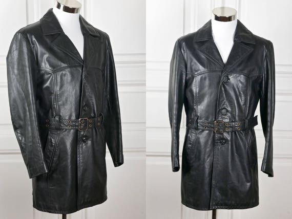 Finnish Vintage Black Leather Jacket, 1970s Wide … - image 1