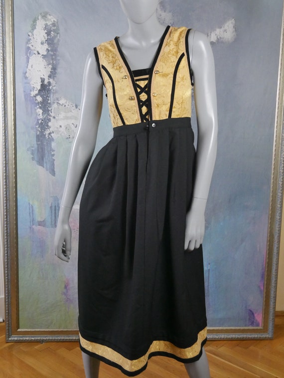 Black & Gold Dirndl Dress, Austrian Vintage Trach… - image 10