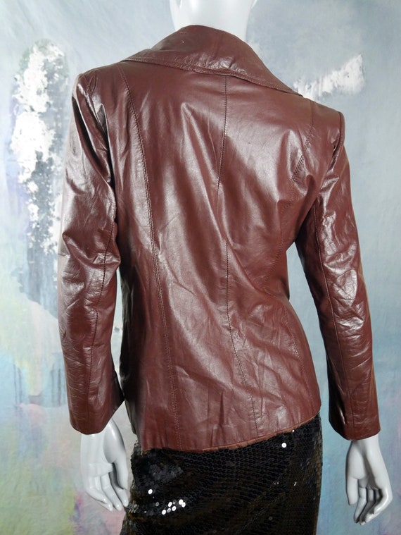 Women's Leather Jacket, 1970s Swedish Vintage Oxb… - image 3