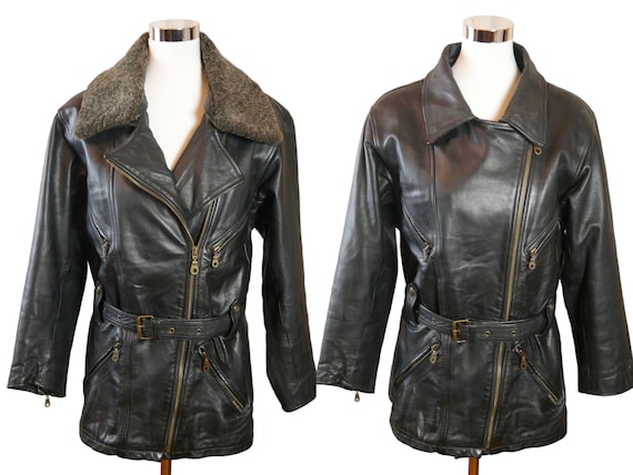 Women's Washed Leather Jacket With Belt Short Outerwear With