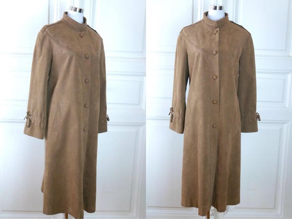 Swedish Vintage Faux Suede Coat, Light Brown Tan … - image 1