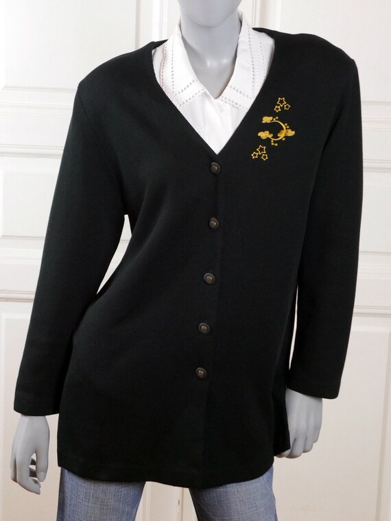 1980s Black Cardigan Swedish Vintage 