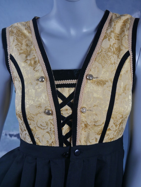 Black & Gold Dirndl Dress, Austrian Vintage Trach… - image 8