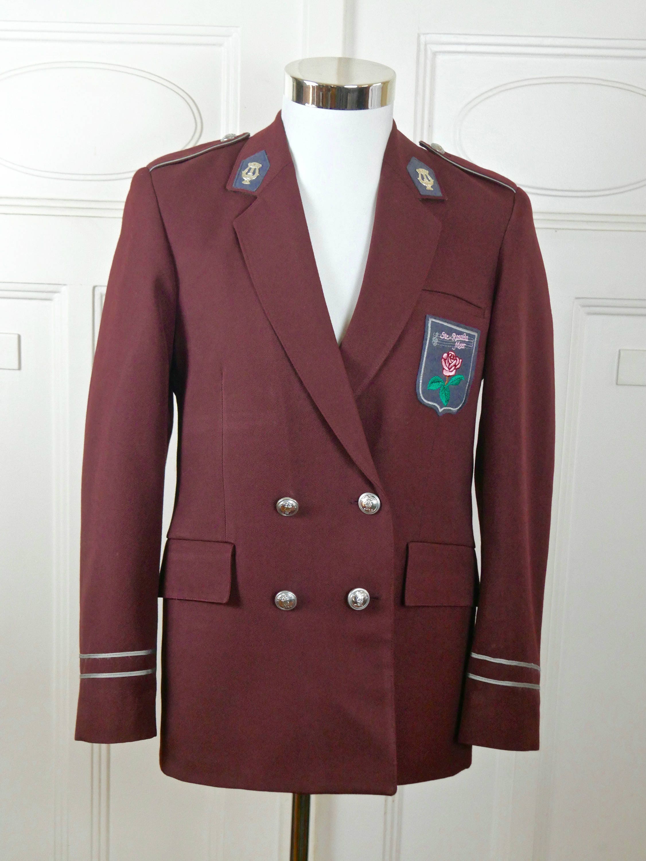 Band Officer Uniform Jacket Burgundy Music Department Officer Etsy