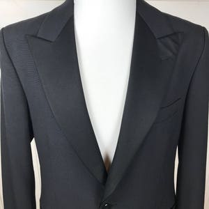 Vintage Tuxedo Jacket, Swedish Black Dinner Jacket w Silk Peak Lapels, European Smoking Jacket: Large, Size 40 US/UK image 4