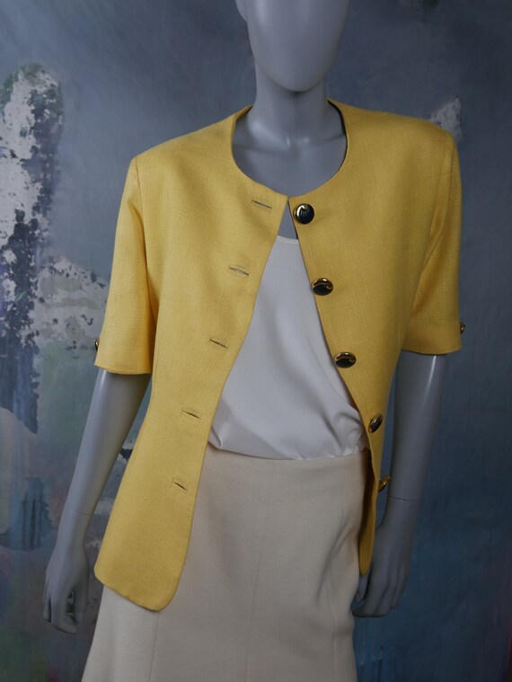 Yellow Summer Blazer, Womens Italian Vintage Shor… - image 2