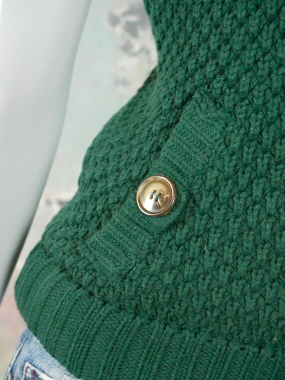 Green Knit Sweater Vest, 1990s European Vintage F… - image 6