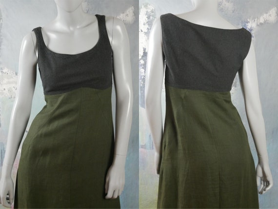 olive green linen dress