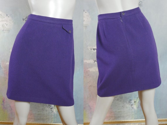1970s Mini Skirt Spanish Vintage Purple Soft Wool Blend Short