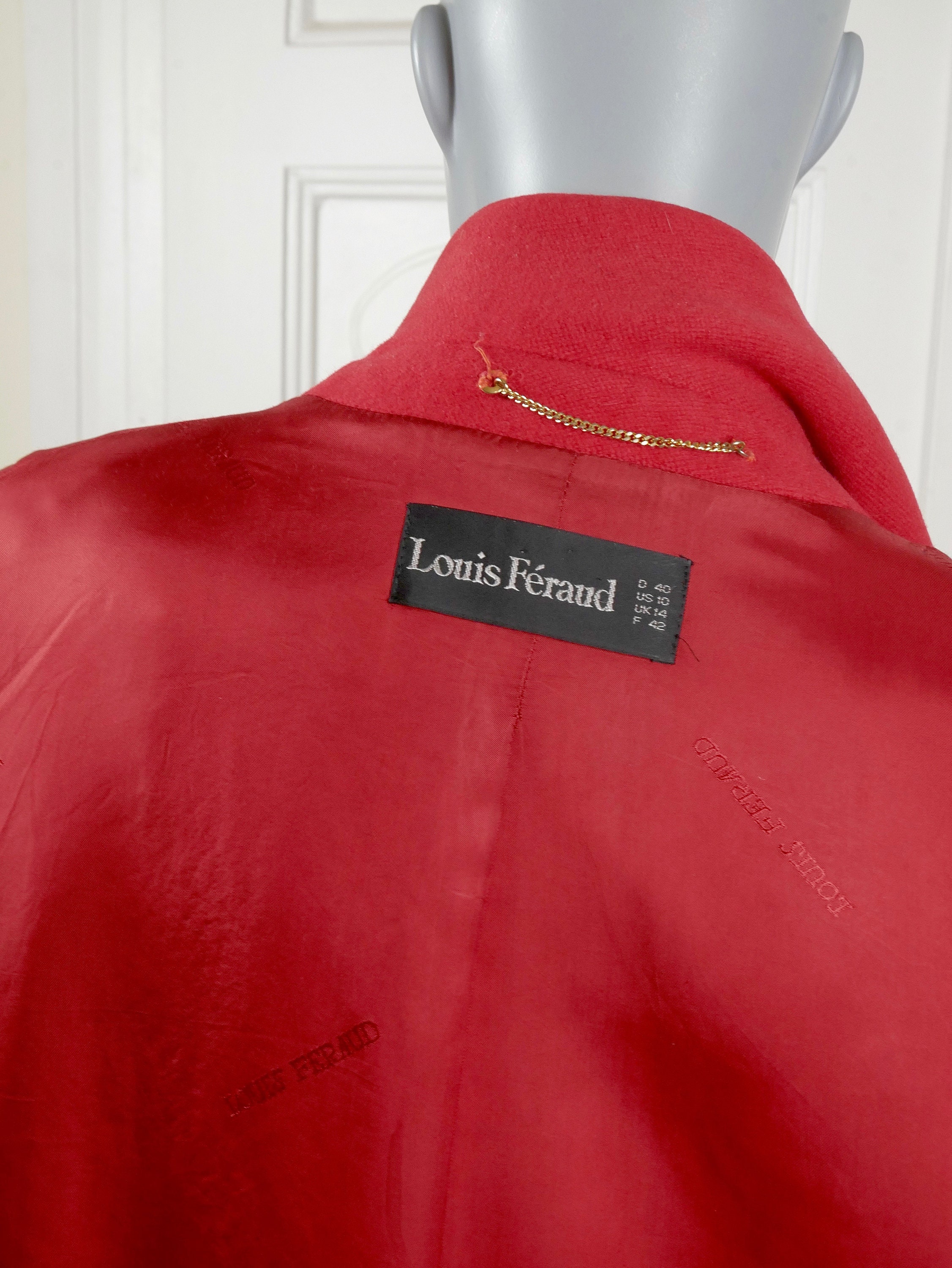 Mohair Coat Elegant Louis Féraud French Vintage Red Wool 
