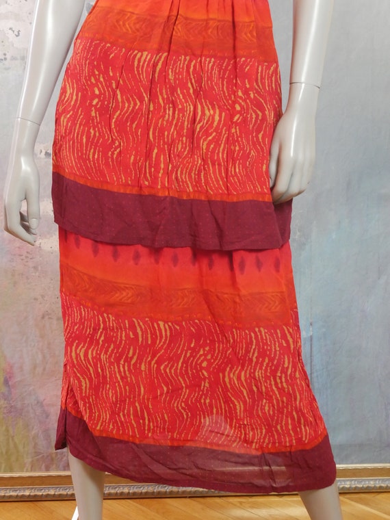 1990s Gypsy Dress, Burnt Orange Velvet Asymmetrical V… Gem