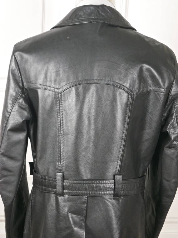 Finnish Vintage Black Leather Jacket, 1970s Wide … - image 9