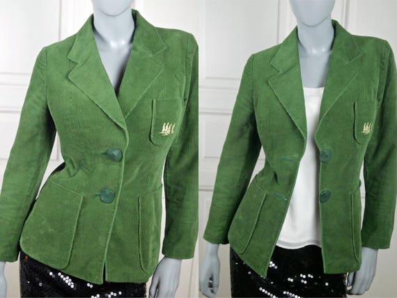 1980s Green Corduroy Blazer German Vintage Smart Casual Etsy