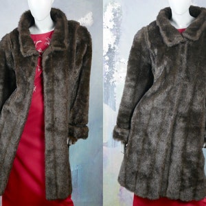 Mink Faux Fur Coat, European Vintage Long Fake Fur Coat: Size 16/18 US, 20/22 UK
