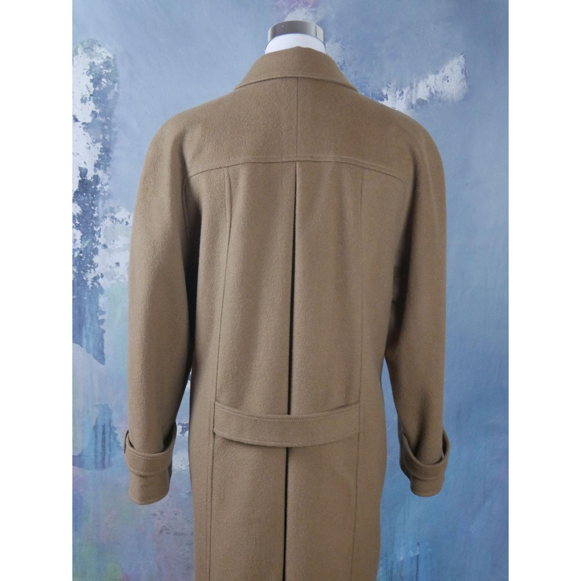 80s Vintage Loden Wool Coat, Camel Light Brown Color Austrian Long