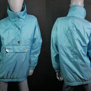90s Turquoise Ski Jacket, Vintage Insulated Winter Coat