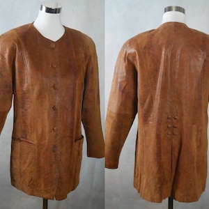 Women's Brown Leather Jacket, 90s European Vintage: Size 12 US, 16 UK