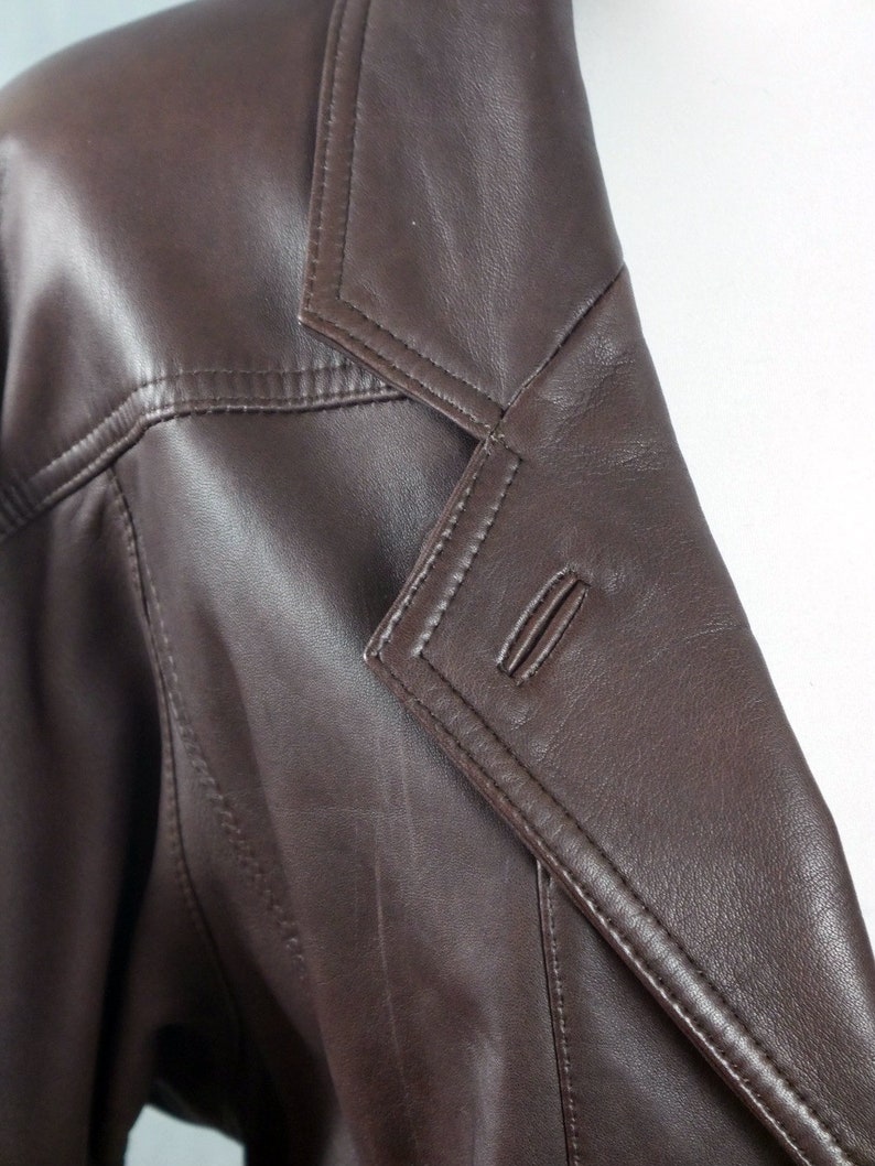 Brown Leather Jacket, 1980s European Vintage Super Soft Lambskin Leather Coat: Size 12 US, Size 16 UK image 3